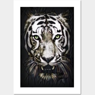 White Tiger Green Eyes Posters and Art